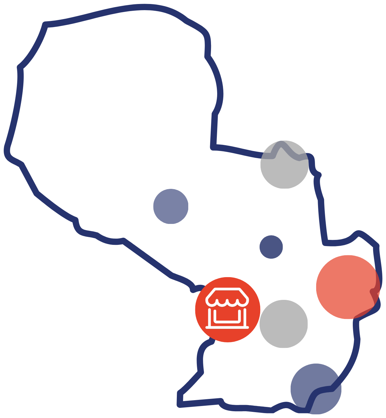 Mapa de Paraguay con ubicaciones de clientes Chamigo